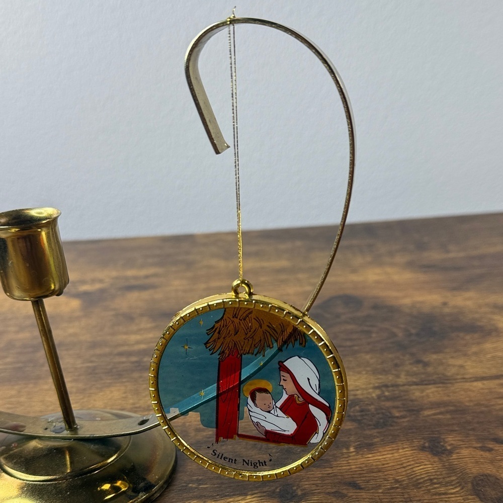 Silent Night Gold and Blue Holiday Ornament
